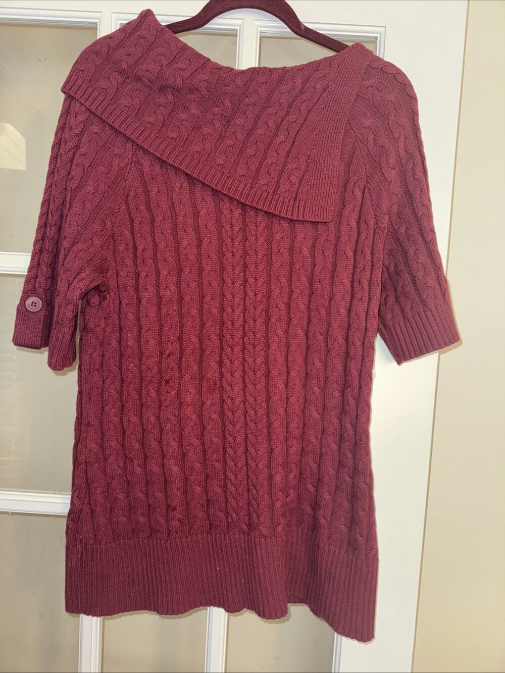 ND-New Directions Ladies Ruby Red Sweater Size Medium Pullover Cable Knit | Boho